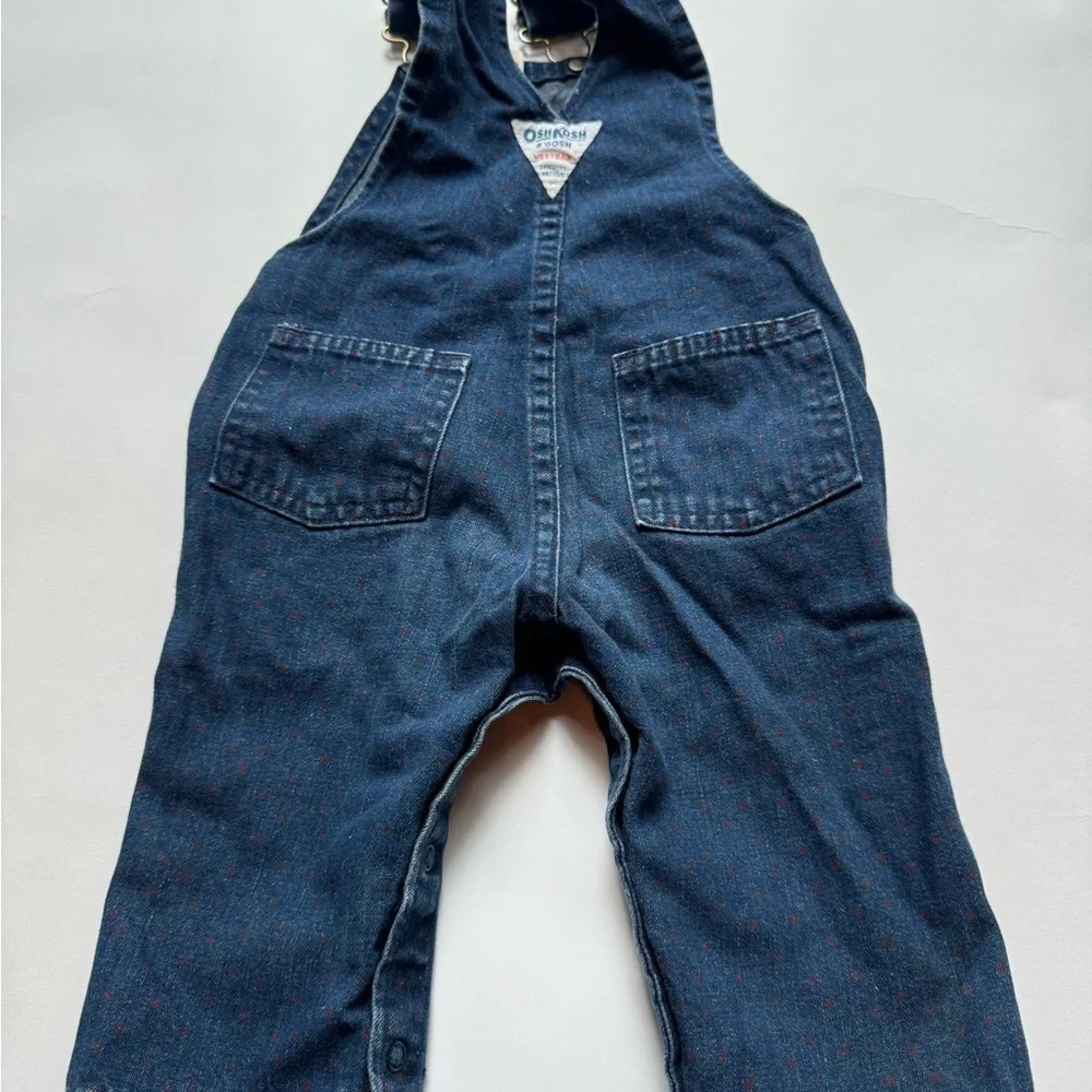 Vintage Oshkosh B’gosh Vestbak Denim Polka Dot  Overall Jeans 12 Months VTG 90s